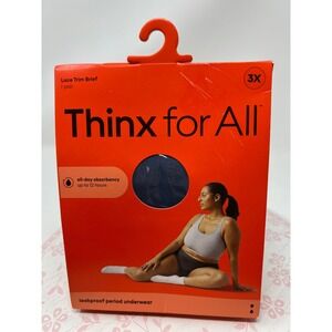 THINX Period Panties Lace Trim Brief 3X Storm Blue Leakproof Underwear NWT New